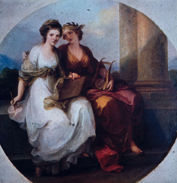 Selbstbildnis als Zeichnung mit der Muse der Poesie