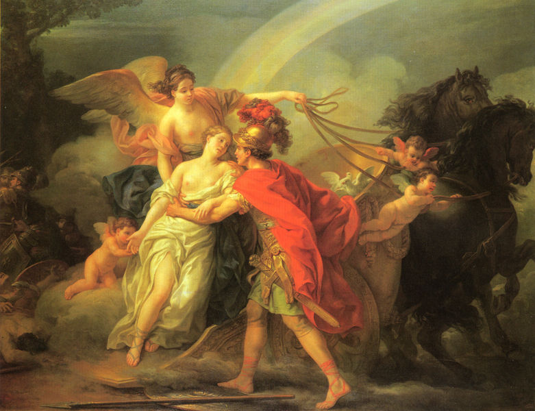 Venus, von Diomedes verwundet, wird von Iris gerettet
