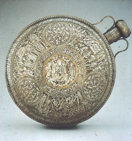 Wasserflasche aus Syrien (Christus im Tempel; Jungfrau mit Kind) (Islam)