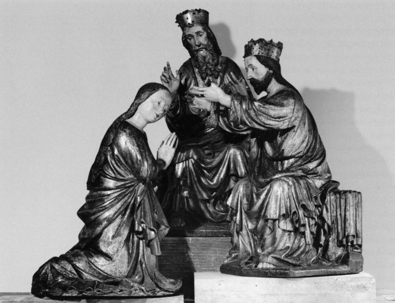 Marienkrönungsgruppe aus dem Mittelschrein des Hochaltares der Pfarrkirche Maria Himmelfahrt in Bozen