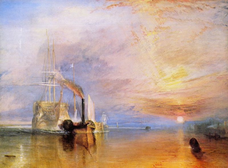 Die kämpfende »Termeraire«, die zum Abwracken zu ihrem letzten Liegeplatz geschleppt wird