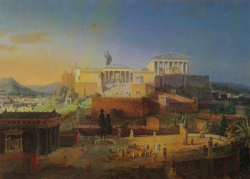 Ideale Ansicht der Stadt Athen mit der Akropolis und dem Areopag