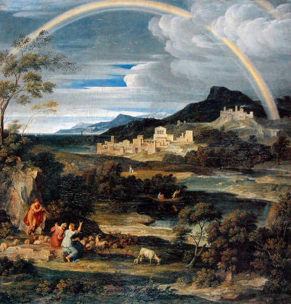 Heroische Landschaft mit Regenbogen