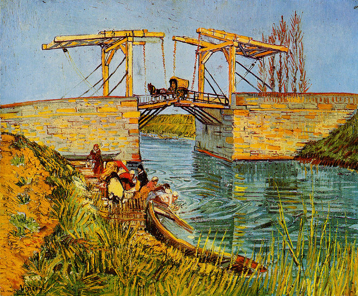 Die Brücke von Langlois in Arles mit Wäscherinnen