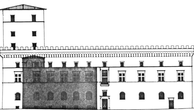 Palazzo Venezia (Fassade: Aufriss, alt-neu)
