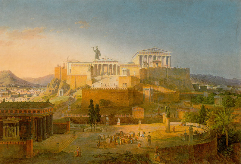 Ideale Ansicht der Stadt Athen mit der Akropolis und dem Areopag