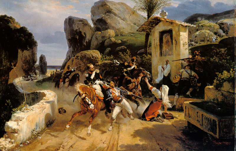 Italienische Räuber werden von der päpstlichen Truppe überrascht