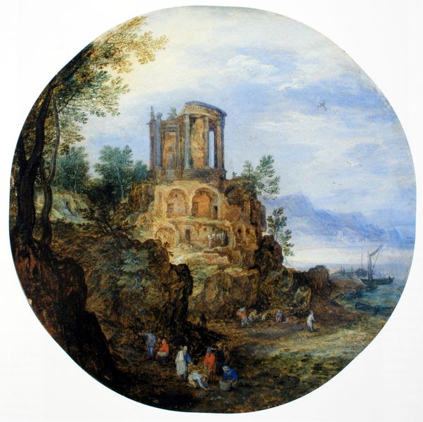 Südliche Küstenlandschaft mit dem Rundtempel von Tivoli