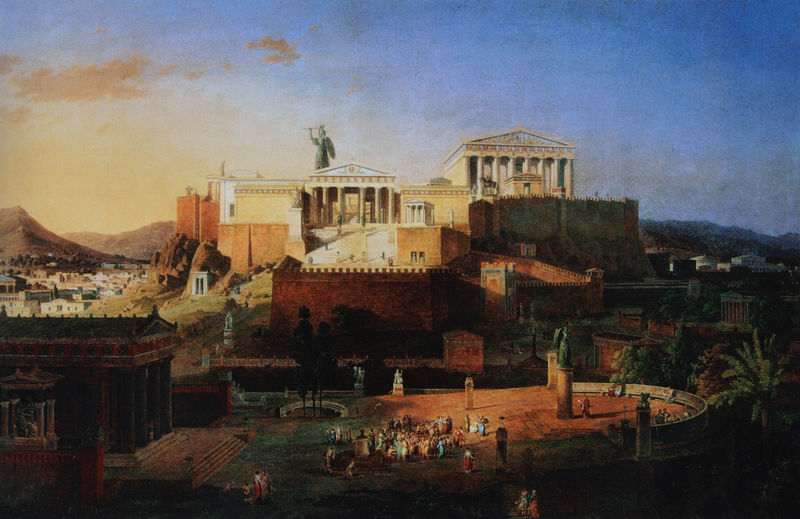 Ideale Ansicht der Stadt Athen mit Akropolis und Areopag