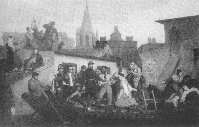 Besuch des Kaisers bei den Schieferbrucharbeitern von Angers während der Überschwemmung von 1856