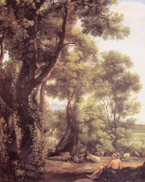 Landschaft mit Ziegenhirte und Herde