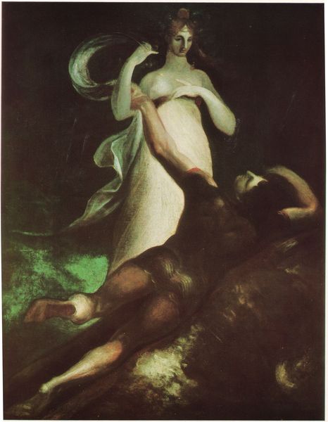 Der in Seenot geratene Odysseus auf seinem Floß bekommt den heiligen Schleier von Ino Leukothea