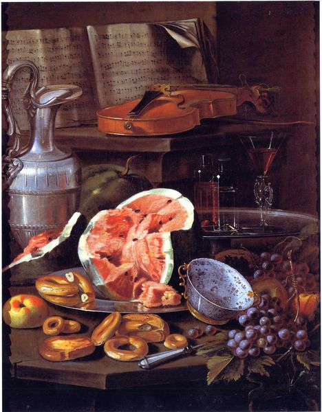 Stilleben mit Violine und Wassermelone