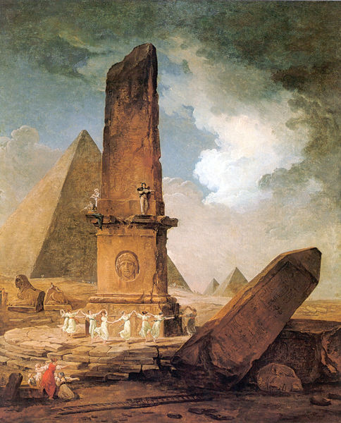 Junge Mädchen tanzen um einen Obelisken