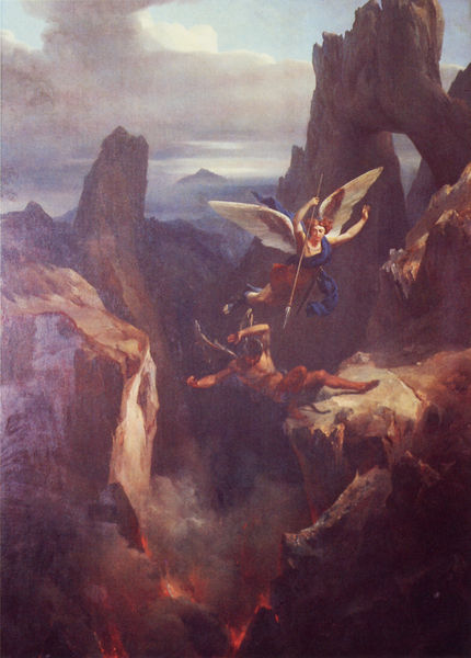 Der Erzengel Michael schlägt den Teufel nieder