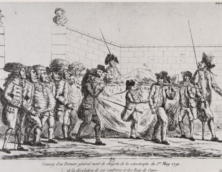 Leichenbegängnis eines Generalpächters, verstorben aus Kummer über die Katastrophe des 1. Mai 1791; Jammer seiner Kollegen und der Kellerratten