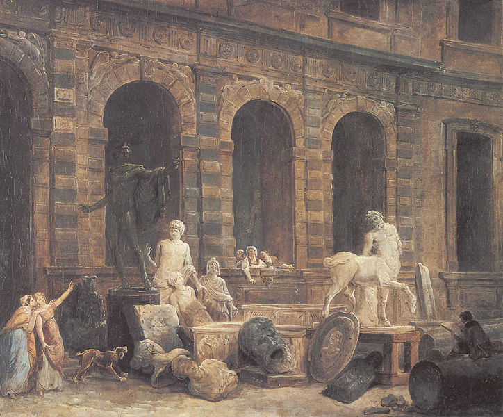 Ein Antikenzeichner vor der Kleinen Galerie des Louvre