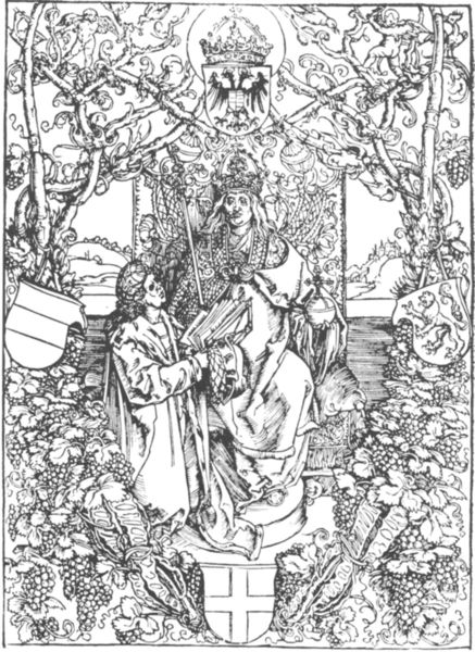 Conradus Celtis, Quattuor libri amorum: Konrad Celtis widmet sein Buch König Maximilian I.