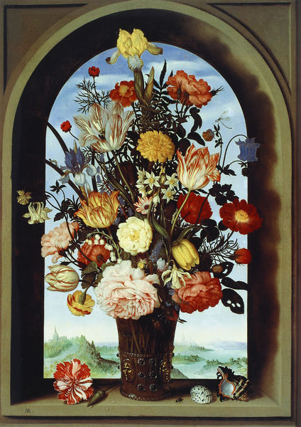 Blumenvase in einer Fensternische