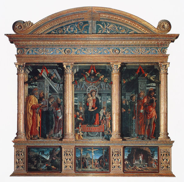 Thronende Madonna mit Christuskind und Heiligen