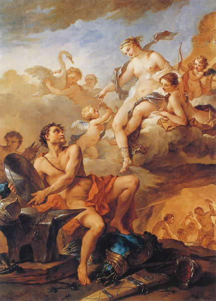 Venus fordert von Vulkan die Waffen für Enée