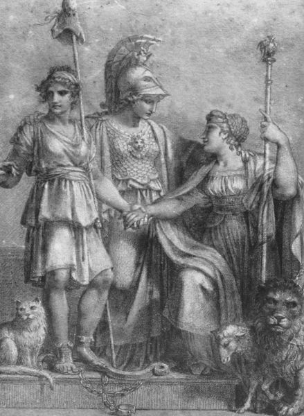 Die Allegorie der französischen Verfassung, der Gleichheit, des Gesetzes