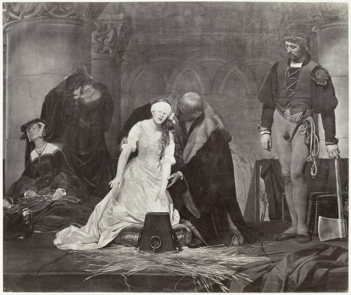 Fotoreproductie van schilderij door Paul Delaroche: Jane Gray