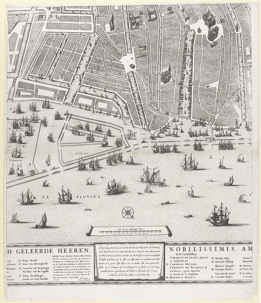 Plattegrond van Amsterdam met de stadsuitbreiding van Daniel Stalpaert, in zes platen. Noordelijk deel: tussen Nieuwe Herengracht, Dam en Singel