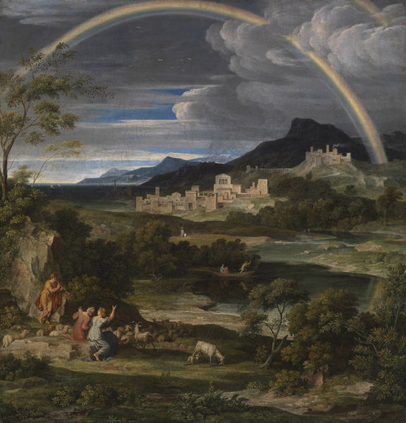 Heroische Landschaft mit Regenbogen