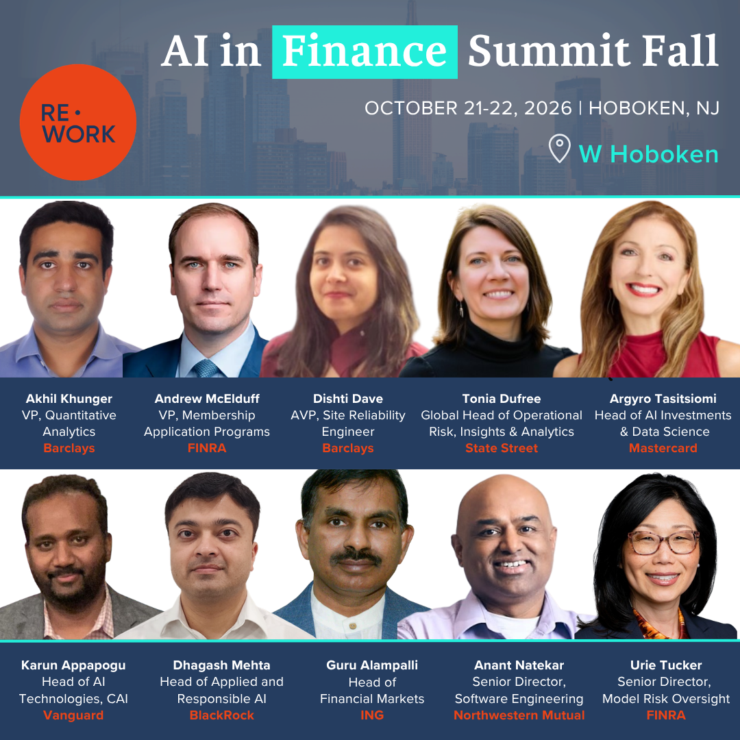 AI in Finance Summit Fall, October 21 and 22, W Hoboken