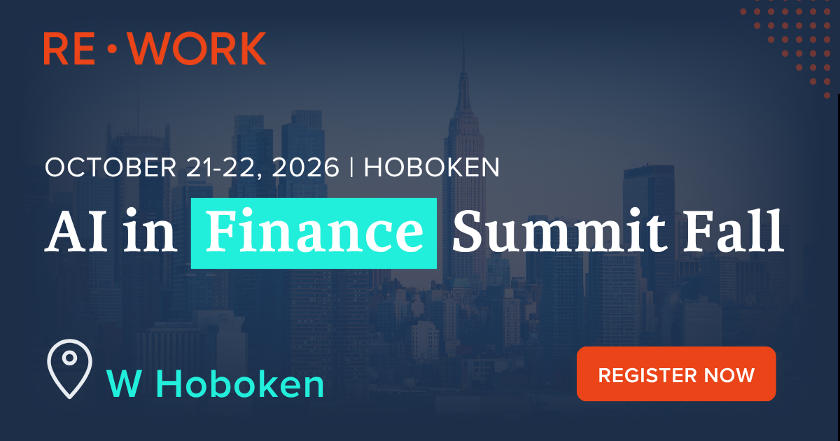 AI in Finance Summit Fall, October 21 and 22, W Hoboken