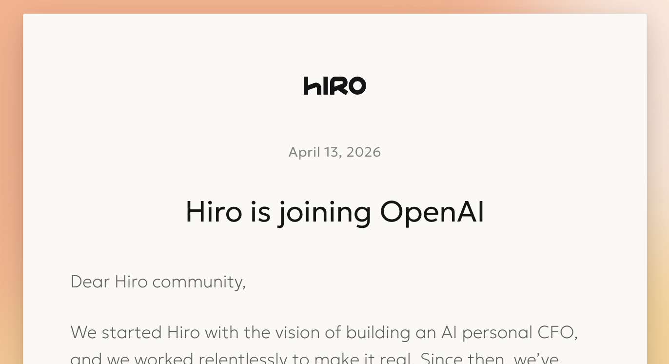 OpenAI Acquires AI Personal Finance Startup Hiro
