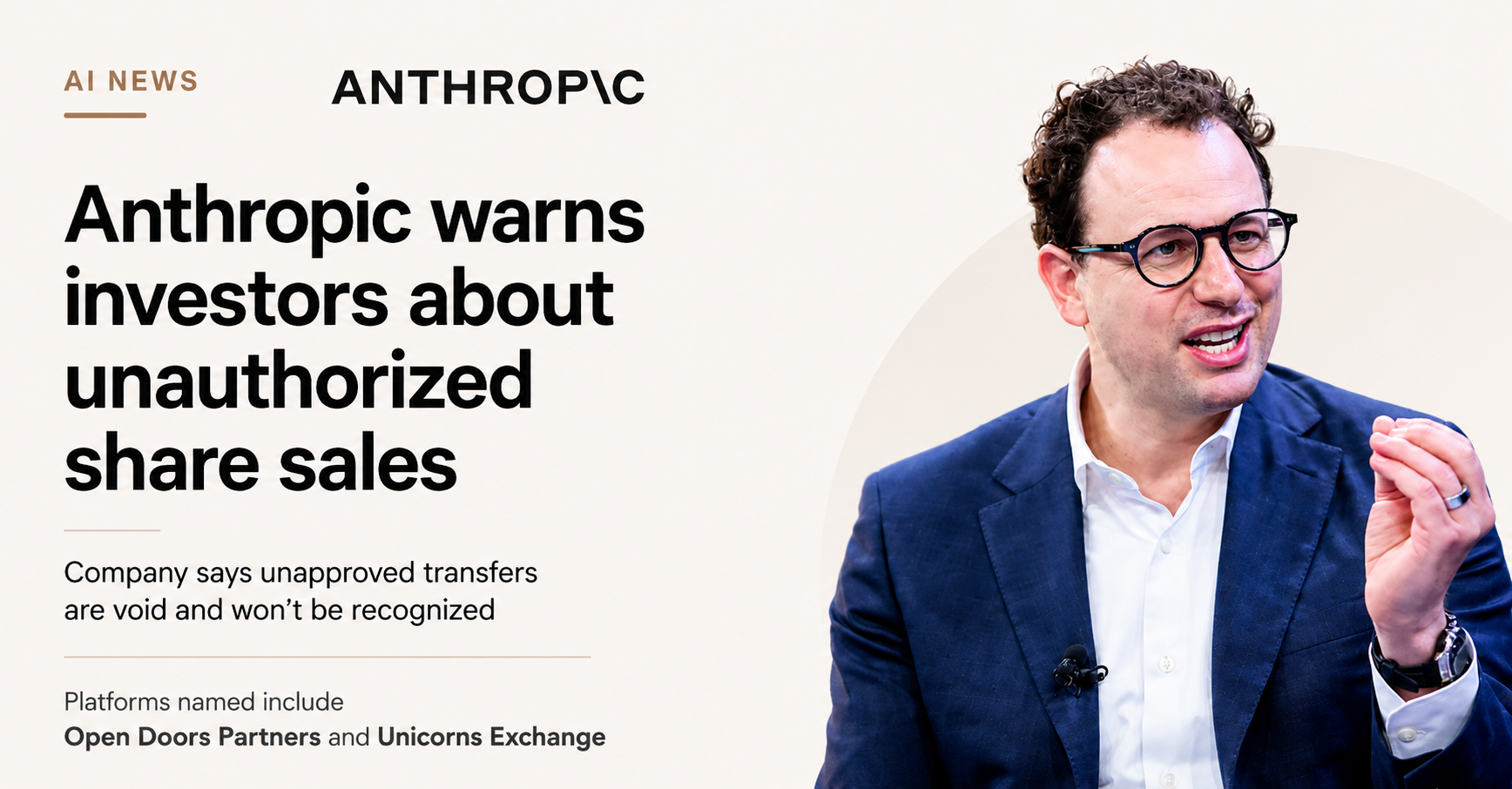 Anthropic Warns Against Unauthorized Stock Sales on Secondary Platforms