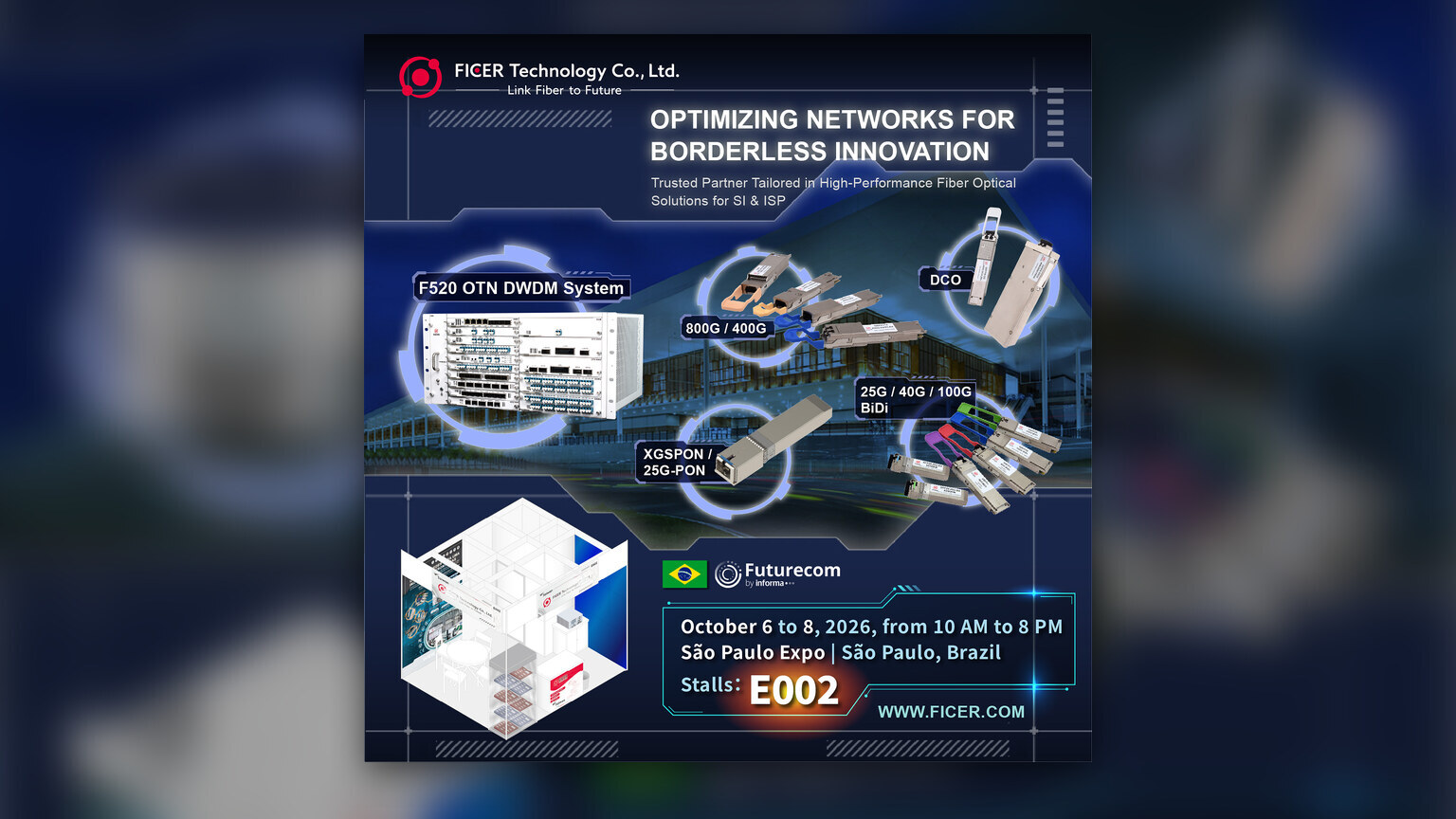 FICER to Show 800G Optical Transceivers at Futurecom 2026