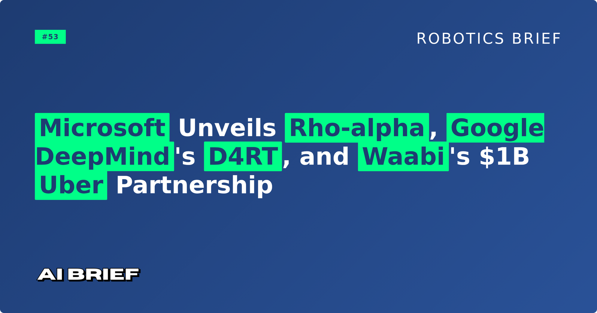 Microsoft Unveils Rho-alpha, Google DeepMind's D4RT, and Waabi's $1B Uber Partnership - Robotics Brief #53