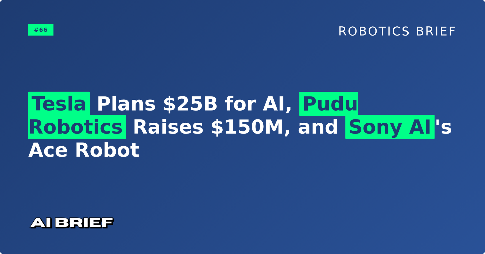 Tesla Plans $25B for AI, Pudu Robotics Raises $150M, and Sony AI's Ace Robot - Robotics Brief #66