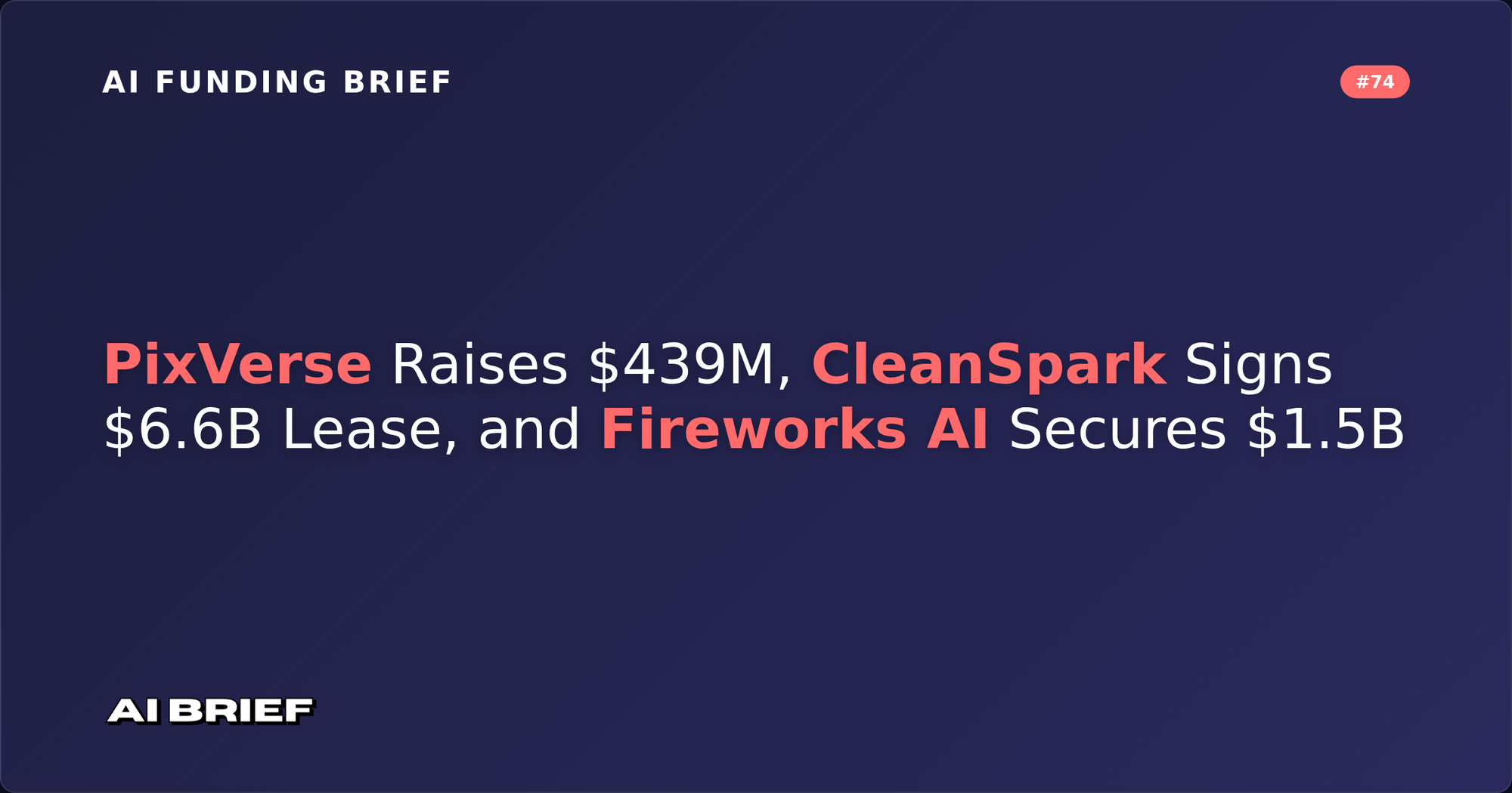 PixVerse Raises $439M, CleanSpark Signs $6.6B Lease, and Fireworks AI Secures $1.5B - AI Funding Brief #74