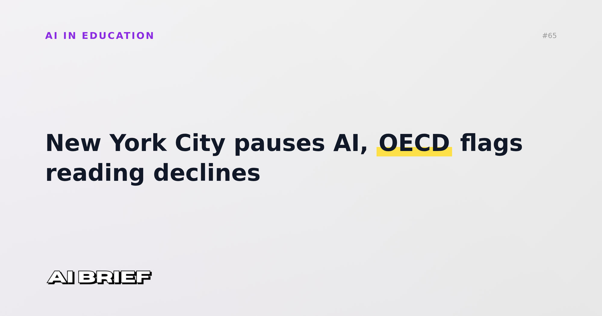 New York City pauses AI, OECD flags reading declines - AI in Education #65