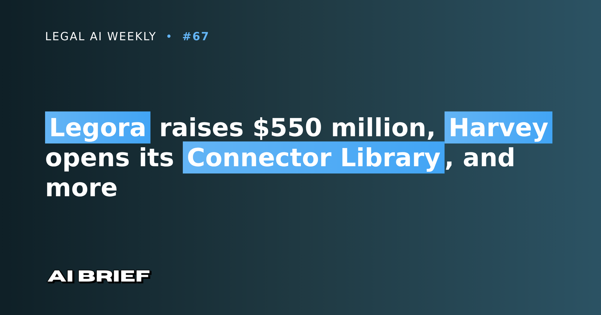 Legora raises $550 million, Harvey opens its Connector Library, and more - Legal AI Weekly #67