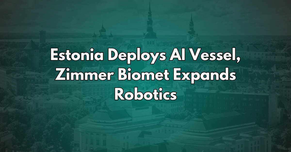 Estonia Deploys AI Vessel, Zimmer Biomet Expands Robotics - Robotics Brief #26