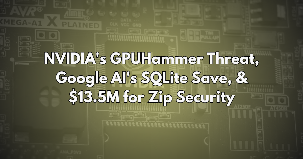 NVIDIA's GPUHammer Threat, Google AI's SQLite Save, & $13.5M for Zip Security - Cybersecurity AI Weekly #13