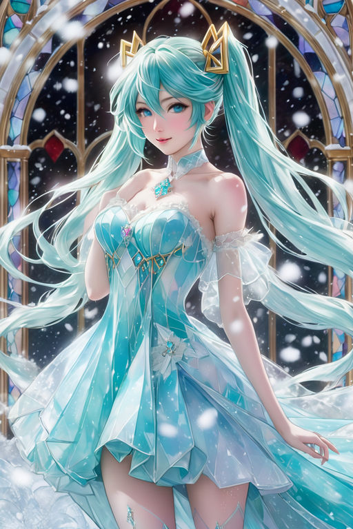 Hatsune Miku in a dress made of ice by Mysterious Wonderland - Playground