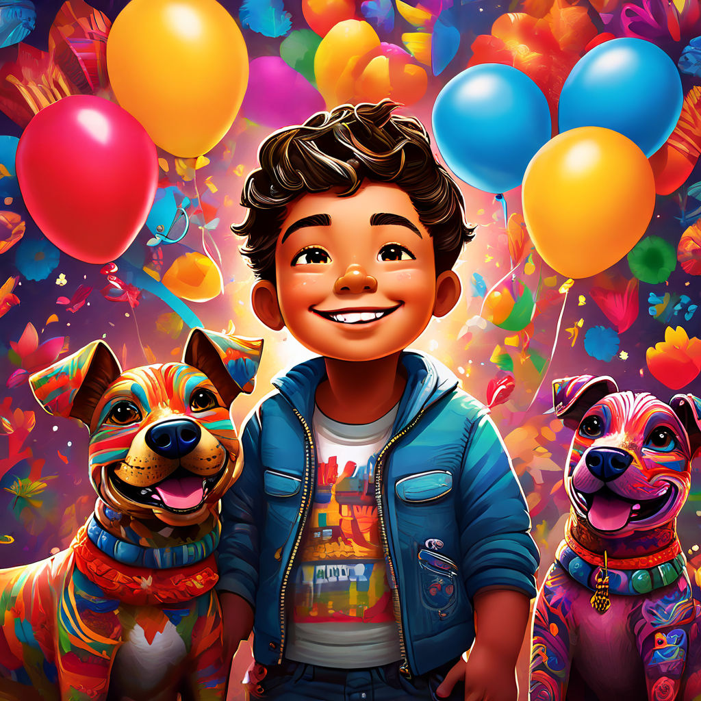 A vibrant and colorful illustration of a charming 5yearold... by