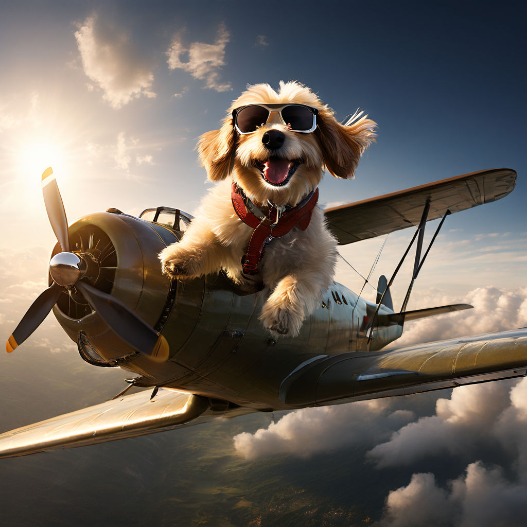 Dog flying a plane by Josh Huck Playground