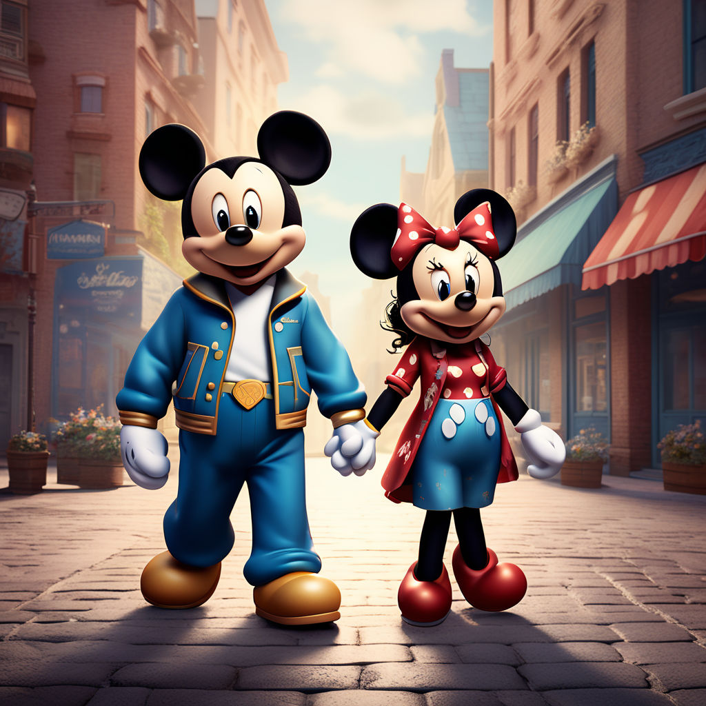 Male and female Mickey Mouse holding hands by ozer çelik - Playground