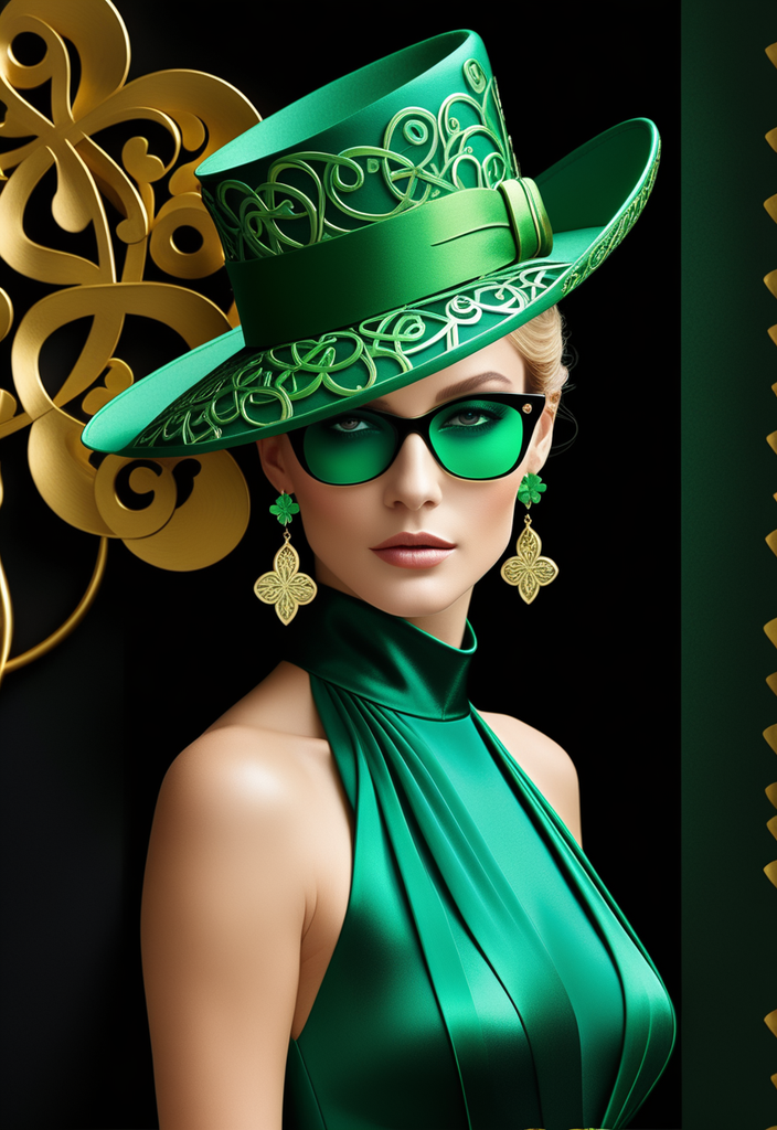Elegant figure clad in St. Patrick's Day attire channels the... by