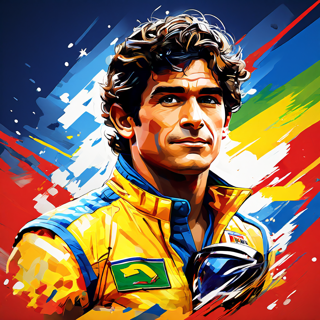 Ayrton Senna in caricature by Ed Leonard - Playground