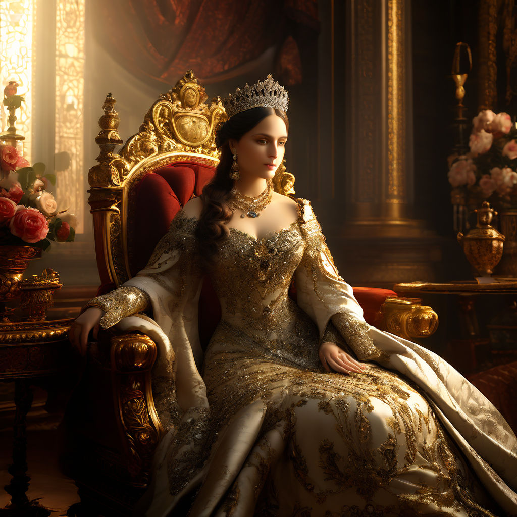Queen Victoria Seated On The Throne In Grand Imperial Regali By Queen Victoria Seated On The Throne In Grand Imperial Regali By