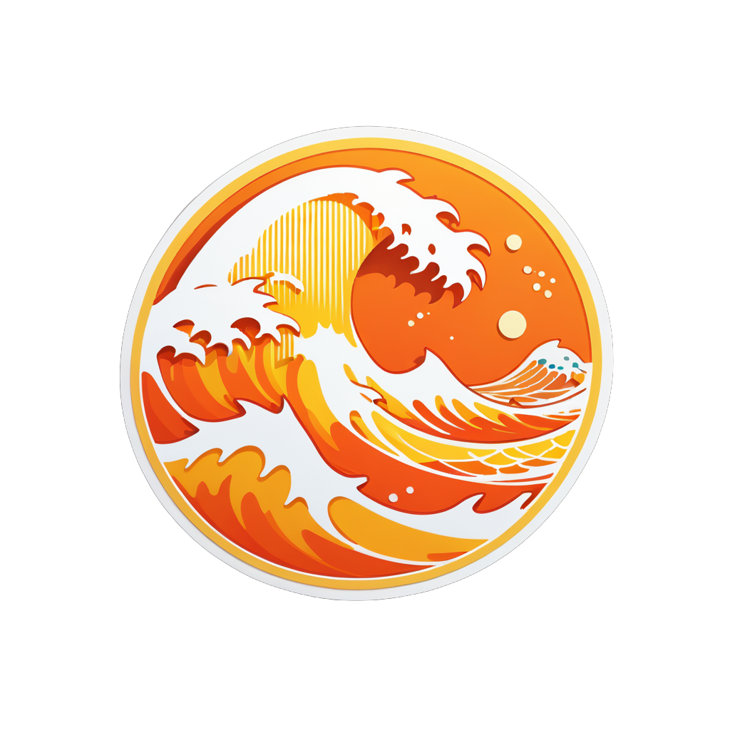 I Made An Ai Sticker Of Orange Yellow Japanese Style Waves