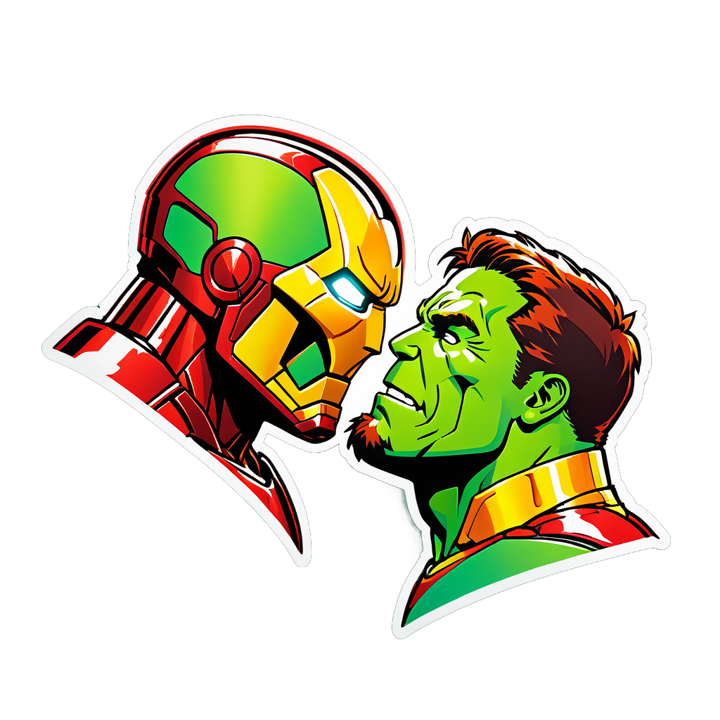 I made an AI sticker of iron man kissing hulk